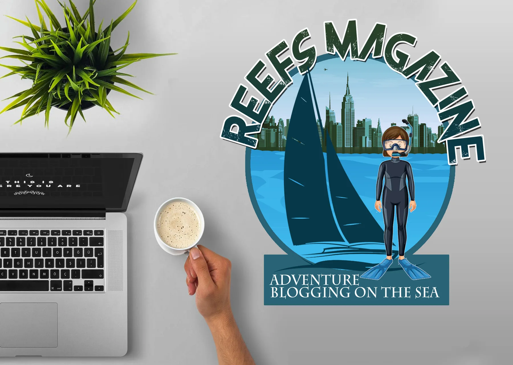 Reefs Magazine adventure logo design